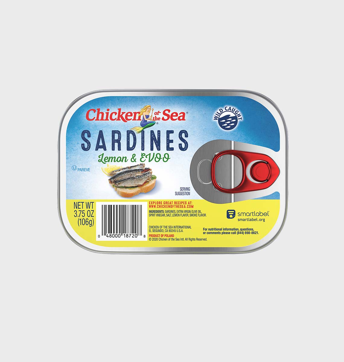 Sardines in Lemon & Extra Virgin Olive Oil Chicken of the Sea