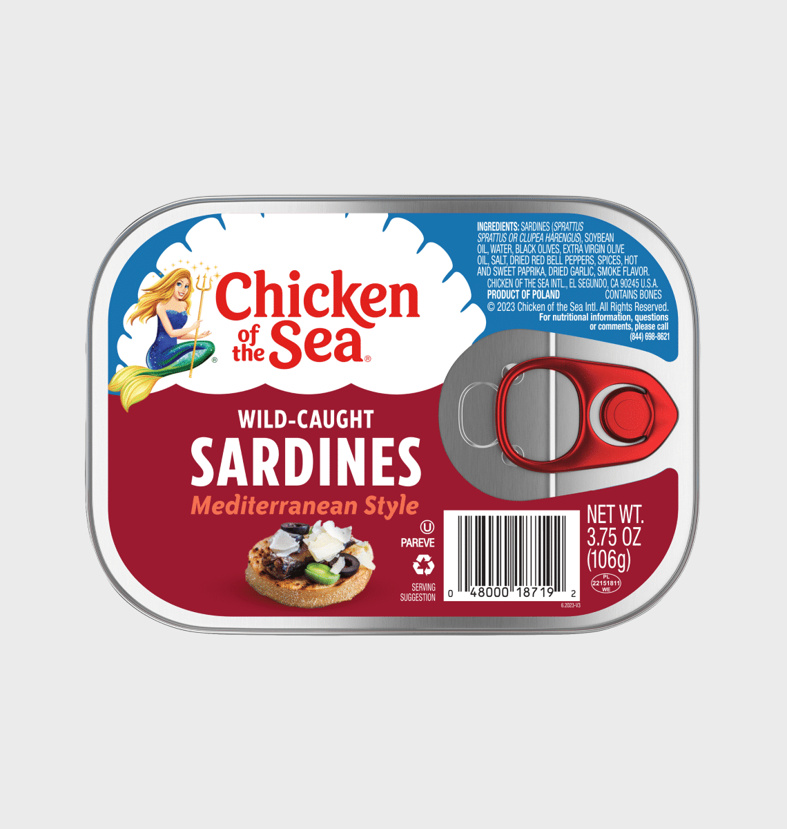 Wild Caught Sardines, Mediterranean Style Chicken of the Sea Business